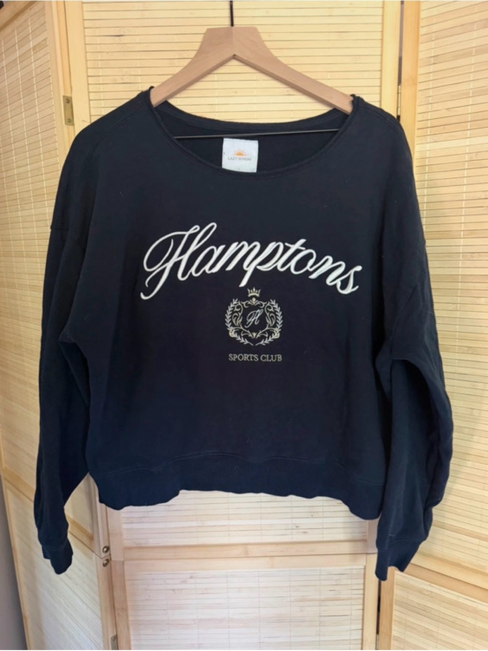Lazy Sundays Hamptons Navy Sweatshirt with White Embroidery